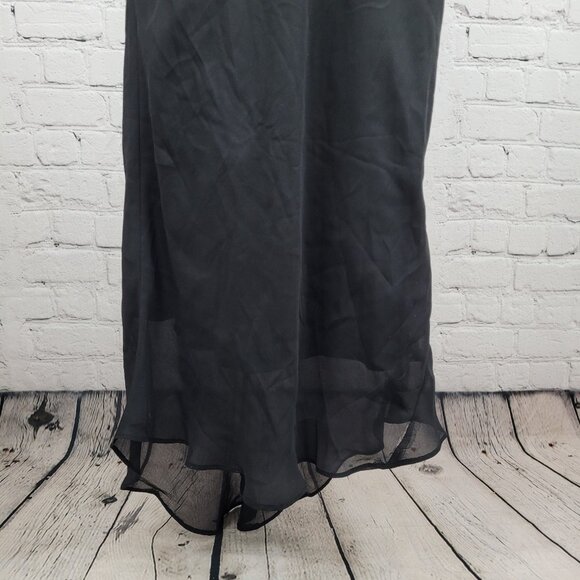 Celavie Collection Black Chiffon Rhinestone Maxi Dress USA Made Size Small S - Picture 8 of 14